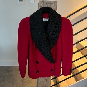 Vintage Valentino Wool blazer with curly lambs wool collar!
